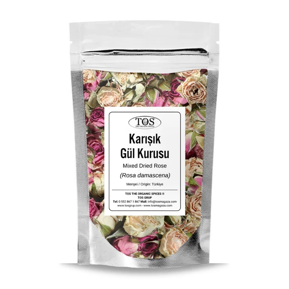 Karışık Gül Kurusu 100 gr (1. Kalite) Rosa damascena