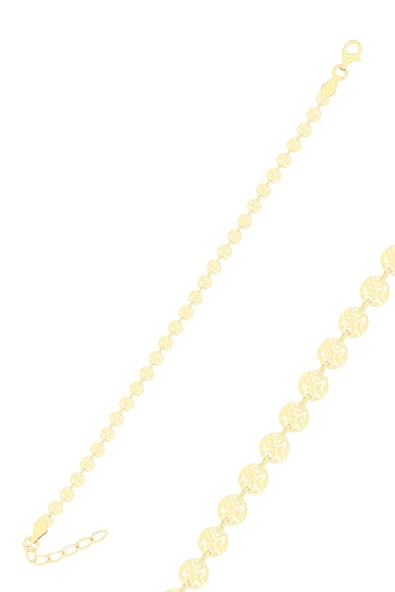 Gümüş altın yaldızlı dövme modeli pullu bileklik SGTL10514GOLD