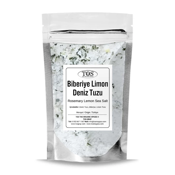 Biberiye Limon Deniz Tuzu 500 gr (1. Kalite) Rosemary Lemon Sea Salt