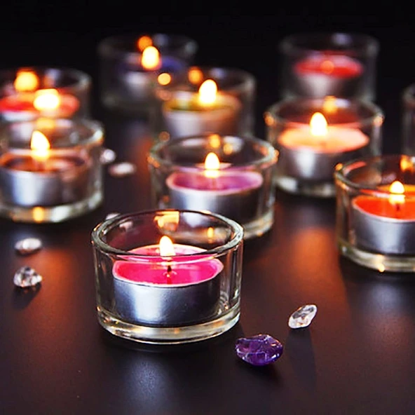 84 PCS ROMANTIC DECOR GLASS CANDLE HOLDER 84 ADET TEA LİGHT CAM MUMLUK CAM DEKOR MUMLUK 4.5X2 CM