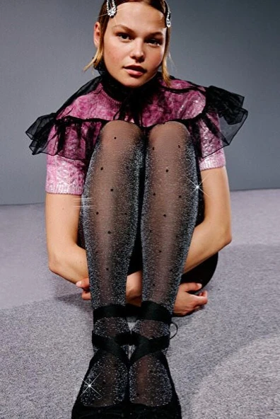 Penti Kadın Shiny Stil Siyah Nokta Desenli Külotlu Çorap 30 Den - 3