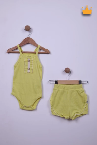 Babyhola %100 Pamuk İp Askılı Badi Şort Takım 3661