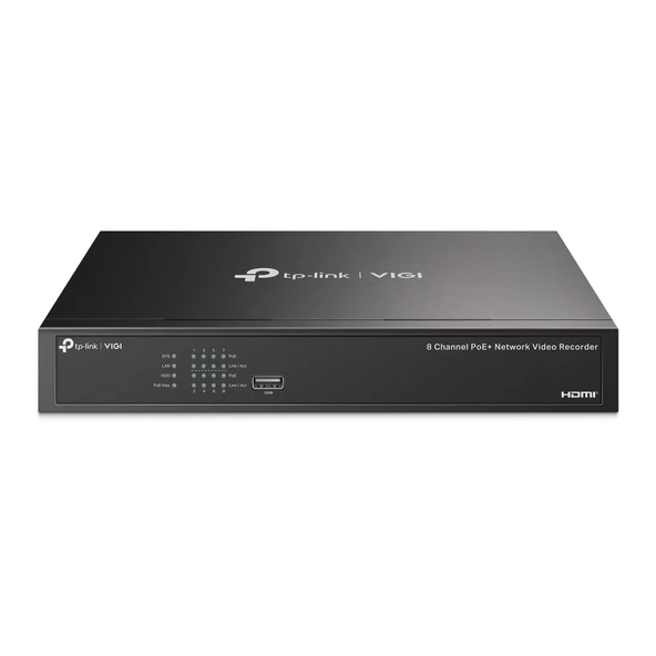 Tp-Link VIGI NVR1008H-8P 8 Kanal NVR (H.265+4K (2CH 8MP-4CH 4MP) PoE 53W