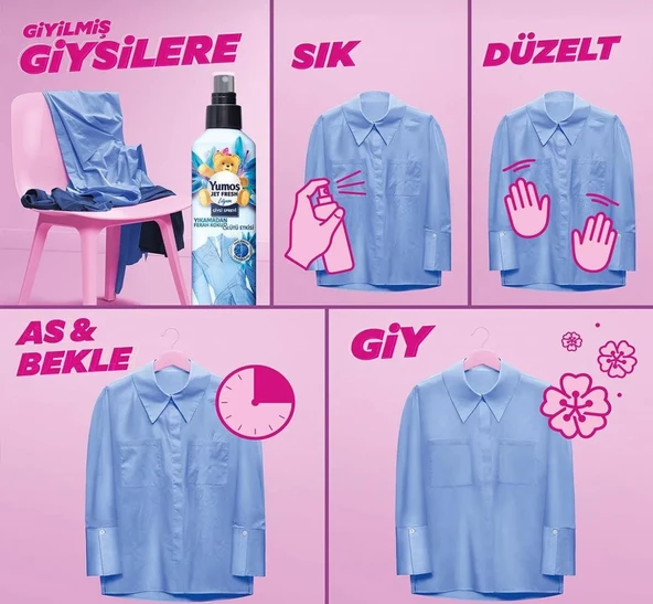 Yumoş Jet Fresh Giysi Spreyi Yıkamadan Ferah Koku ve Ütü Etkisi Lilyum 200 ml - 5