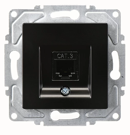 GÜNSAN Eqona Metalik Siyah Telefon Prizi Numeris CAT 3