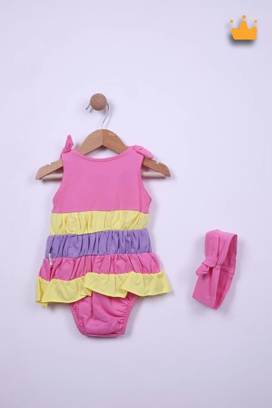 Babyhola Kız Bebek Bandanalı Elbise Badi 5435 - 7