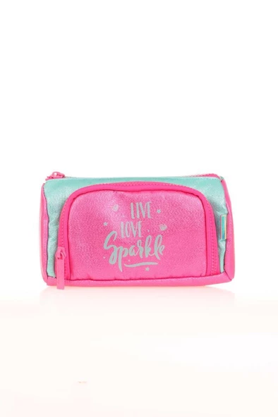 Kaukko Sparkle Plump Kalem Çantası Pink Green K2617