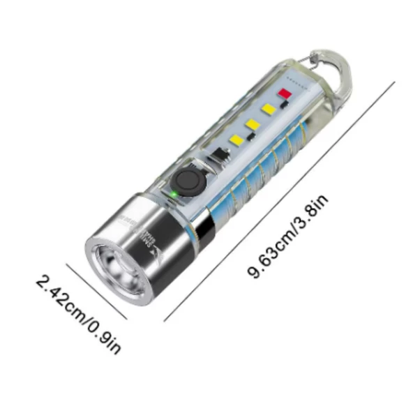 2500 lümen 7 farklı ışık şiddetine sahip kancalı flaşörlü ultra güçlü mini cep el feneri - 8