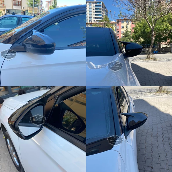 Peugeot 208 2021 Sonrası Uyumlu Batman Yarasa Ayna Kapağı Piano Black ABS Plastik Sağ Sol Takım - 3
