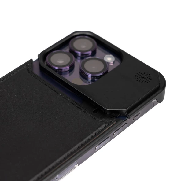 iPhone 15 Pro Max Kılıf Magsafe Şarj Özellikli Mekanizmalı Koku Hazneli Mostar Kapak - 3