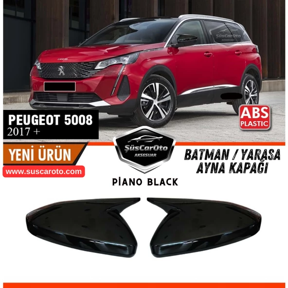 Peugeot 5008 2017 Sonrası Uyumlu Batman Yarasa Ayna Kapağı Piano Black ABS Plastik Sağ Sol Takım ürün görseli