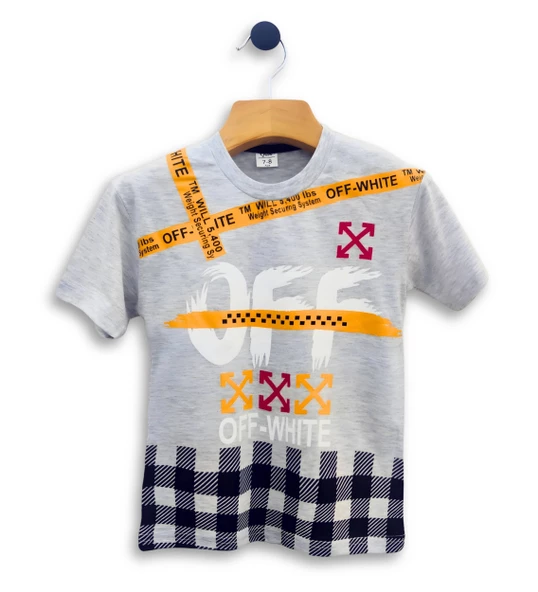 Triliya - Erkek Çocuk İkili Takım Off-White Baskılı Tişört ve Eşofman Altı Takımı 3-11 Yaş - 2