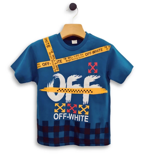 Triliya - Erkek Çocuk İkili Takım Off-White Baskılı Tişört ve Eşofman Altı Takımı 3-11 Yaş - 11