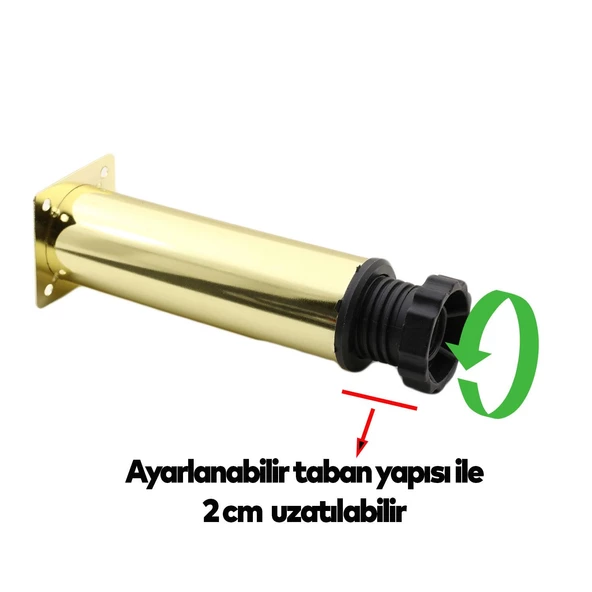 Ayarlanabilir Mobilya Kanepe Baza Koltuk Metal Destek Yükseltici Ayağı 15 cm Gold Ayakları 8 Adet - 2