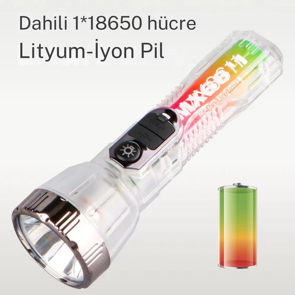 ultra güçlü 3 farklı ışık moduna sahip lityum pilli el feneri - 5