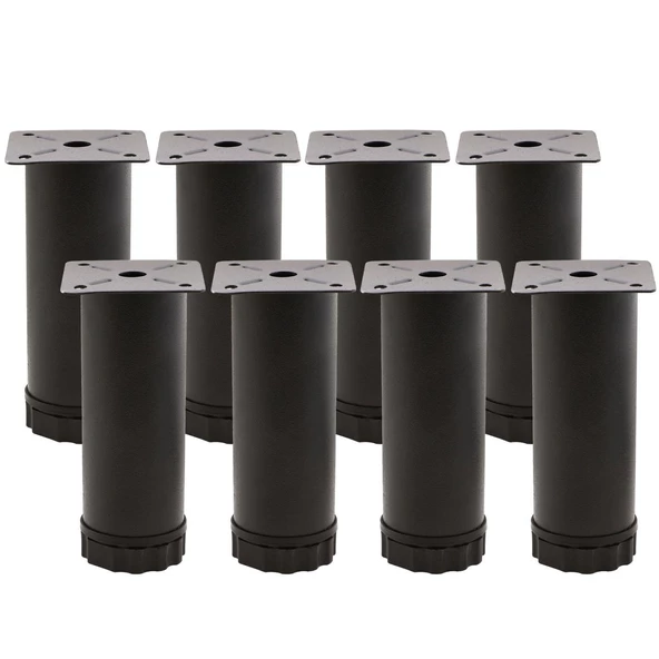 Ayarlanabilir Mobilya Kanepe Baza Koltuk Metal Destek Yükseltici Ayağı 12 Cm Siyah Ayakları 8 Adet - 6