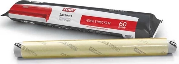 COOK Bas&Kes Streç Film Yedeği 60M x 4 Adet - 1