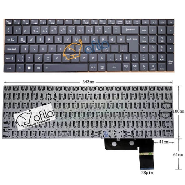 Casper Nirvana C600.1235-EX00R-G-F Notebook Klavyesi (Siyah TR) ışıklı