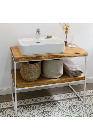 Ağaç Banyo Dolabı Beyaz - 3
