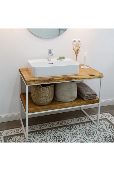 Ağaç Banyo Dolabı Beyaz