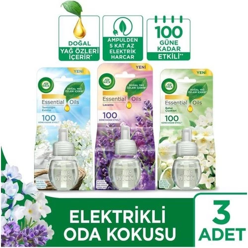 Air Wick Air Wick Elektrikli Oda Kokusu Yedek Şişe Seti X3 ( 1 Bahar Çiçekleri - 1 Temizliğin Esintisi - 1 Lavanta )