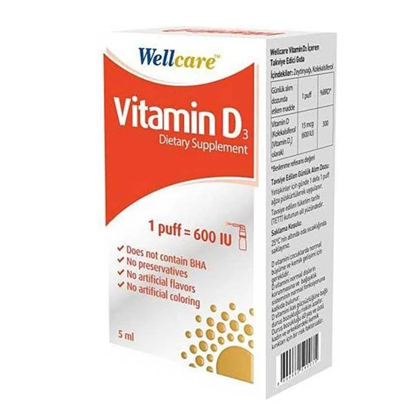 Wellcare Vitamin D3 İçeren 5 ml 1 Fıs 600 IU