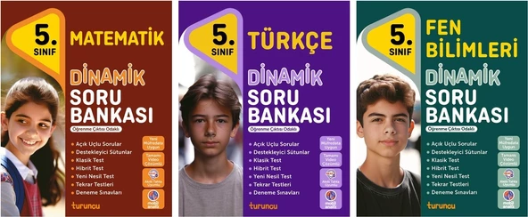 Tudem 2025 5. Sınıf Matematik Türkçe + Fen Dinamik Soru Bankası Seti 3 Kitap Yeni Müfredat