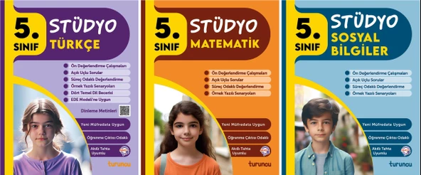 Tudem 2025 5. Sınıf Matematik + Türkçe + Sosyal Stüdyo Soru Bankası Seti 3 Kitap Yeni Müfredat