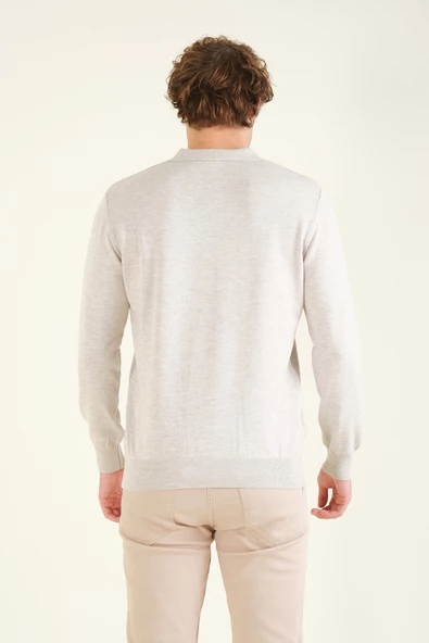 Erkek Desenli Polo Yaka Kazak Taş - 6