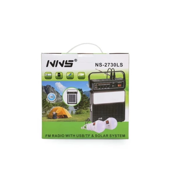 Nns NS-2730LS Solar Güneş Panelli Radyolu Bluetooth Hoparlör LED Fenerli Kamp Lambası 2xAmpul - 6