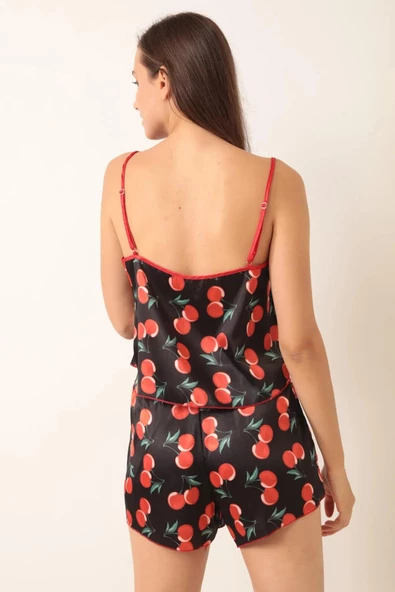 Saten İp Askılı Kiraz Desenli Şortlu Pijama Takımı Love Secret 4013 - 6