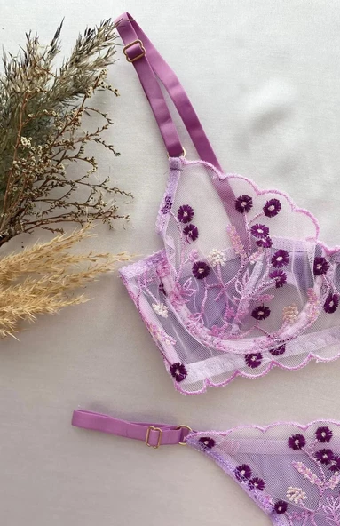 Çiçekli Balenli Bralet Takımı Love Secret 1028 - 5