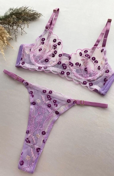Çiçekli Balenli Bralet Takımı Love Secret 1028 - 6