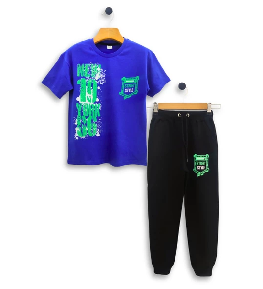 Triliya - Erkek Çocuk Tişört ve Eşofman Altı Takımı Cepli Lüks Ekonomik 3-11 Yaş - 9