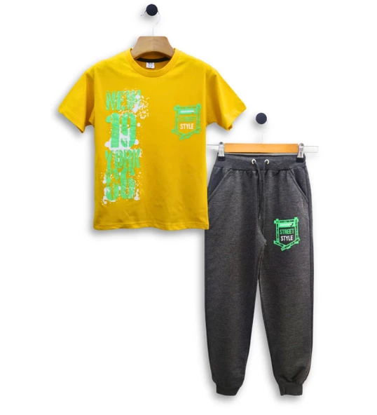 Triliya - Erkek Çocuk Tişört ve Eşofman Altı Takımı Cepli Lüks Ekonomik 3-11 Yaş - 7