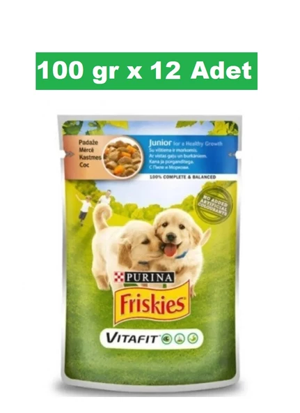 Friskies Junior Tavuklu Pouch Yavru Köpek Konservesi 100 Gr x 12 Paket