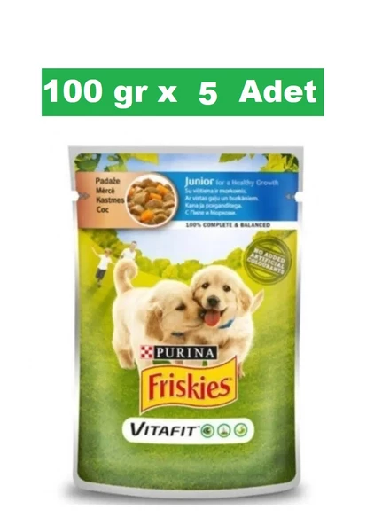 Friskies Junior Tavuklu Pouch Yavru Köpek Konservesi 100 Gr x 5 Paket