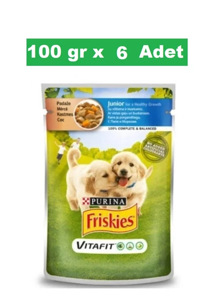 Friskies Junior Tavuklu Pouch Yavru Köpek Konservesi 100 Gr x 6 Paket