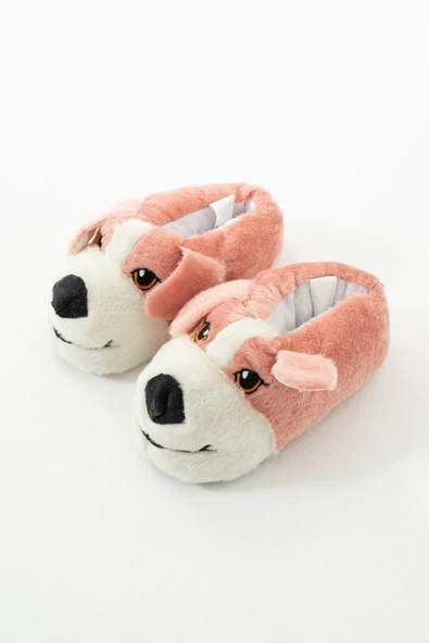 Albishoes Sevimli Köpek Hayvan Figürlü Peluş Yumuşak Taban Ev Botu Kışlık Hayvanlı Ev Panduf (30-40) - 5