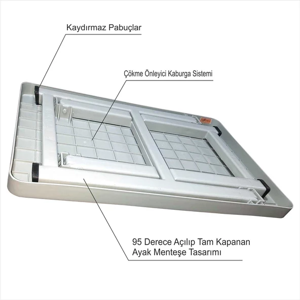 Büyük Açılır Kapanır Ayaklı Portatif Kamp Balkon Bahçe Plaj Havuz Başı Kumsal Piknik Masası Sehpası - 6