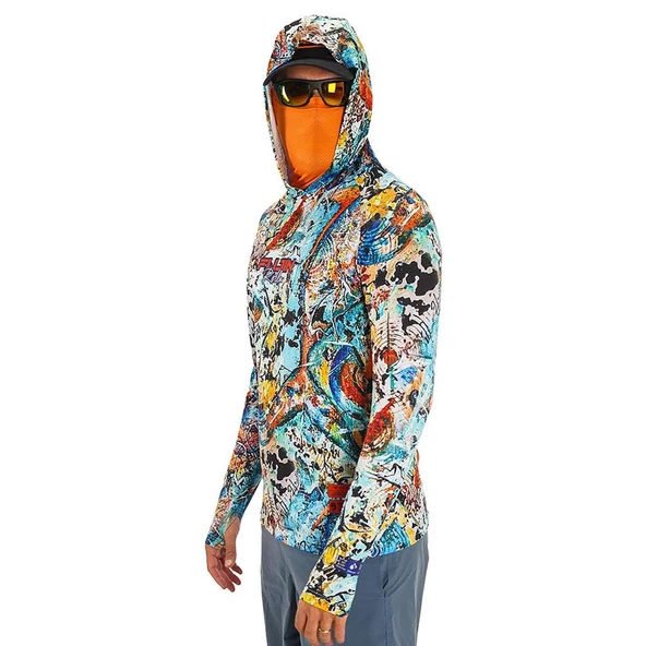 Fujin Pro Angler S24 Buff&Hoodie Makai Orange  XX Large