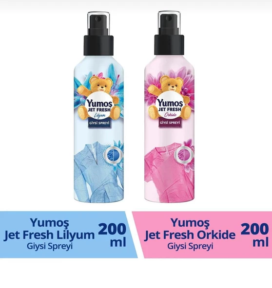 Yumoş Jet Fresh Giysi Spreyi Lilyum 200 ml 1 Adet Jet Fresh Giysi Spreyi Orkide 200 ml 1 Adet