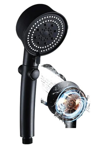 Mayaglory Turbo Fan 5 Fonksiyonlu Siyah Duş Başlığı El Duşu Handshower - 3