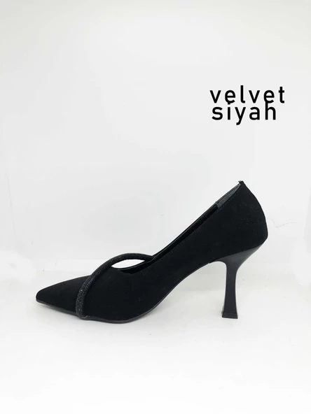 Kare Topuk Stiletto Taşlı Özel Nut Saten - 5