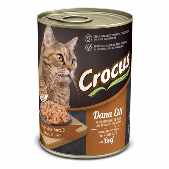 Crocus Yetişkin Kedi Dana Etli 400 gr Yaş Kedi Maması