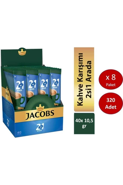 Jacobs 2'si 1 Arada Karışım Kahve 10.5 G 8 x 40'lı Kutu