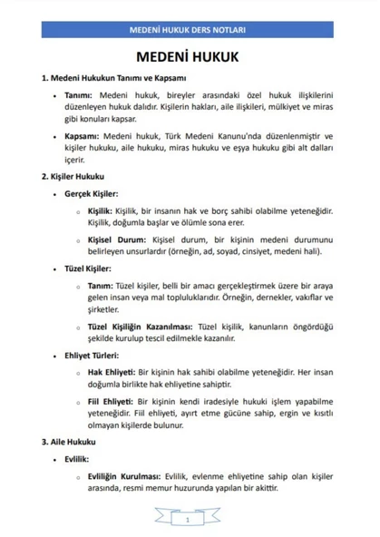 Medeni Hukuk Ders Notları - 2