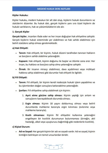 Medeni Hukuk Ders Notları - 3