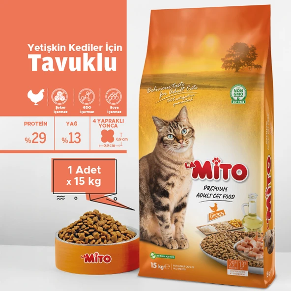 Mito Premium Tavuk Etli Yetişkin Kedi Maması (15 kg) - Resim 2