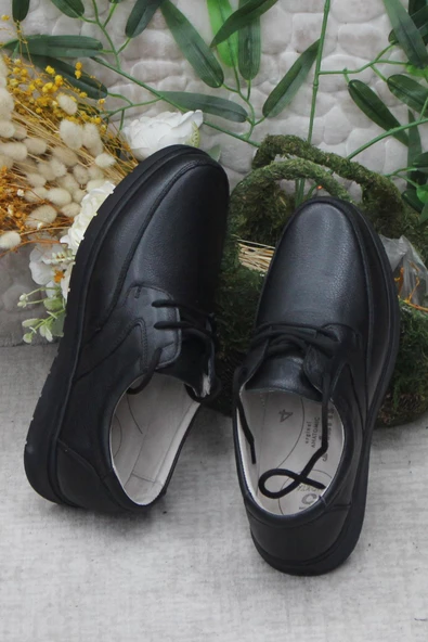 Polaris 102623 Siyah 5 Nokta Rahat Kauçuk Taban Hakiki Deri Erkek Ayakkabı - Resim 5